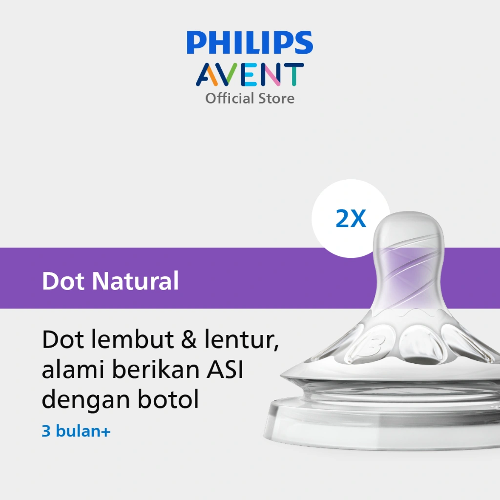 Philips Avent | Dot Bayi Botol Susu | Natural | Dot Tidak Bingung Putting | 3M+ | SCF653/23