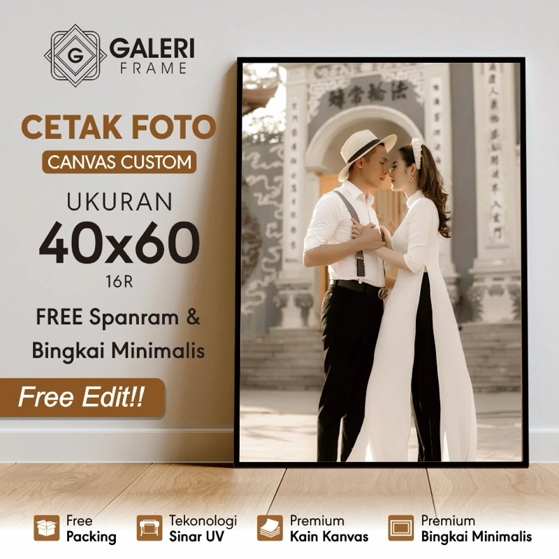 Cetak Foto Kanvas 16R ( 40 x 60cm ) Include Frame Minimalis MURAH BERKUALITAS | Canvas Photo Print