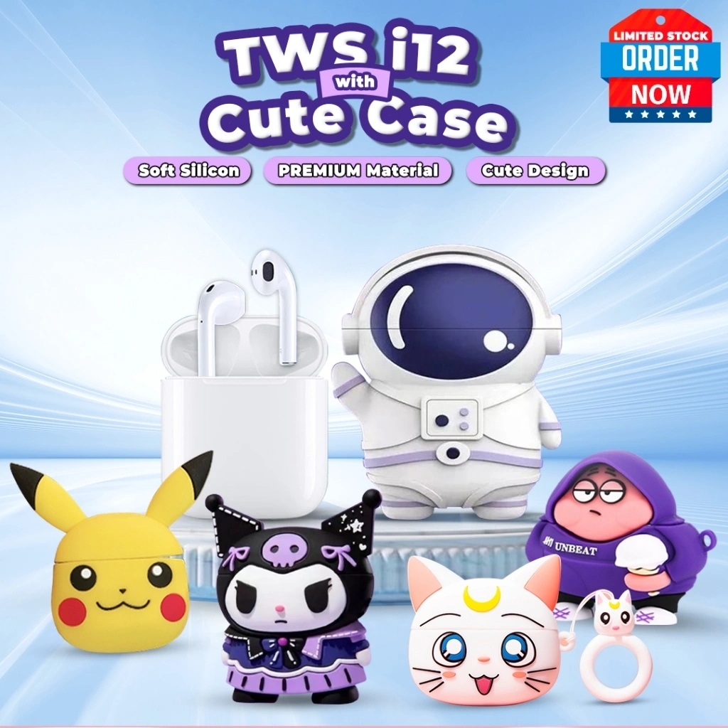 COD Headset Bluetooth i12 TWS INPODS 12 Dengan Casing Kartun 3D Lucu True Wireless Stereo