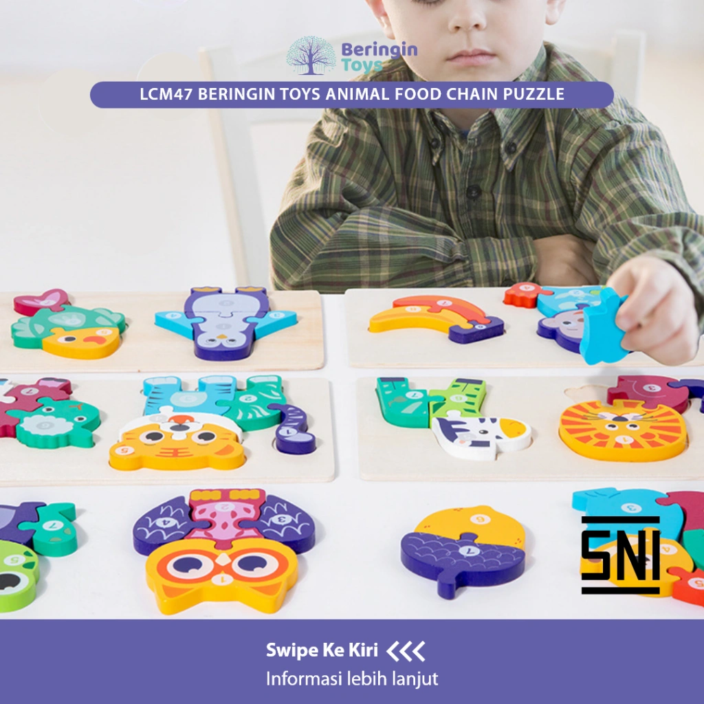 Beringin Toys - Animal Food Chain Puzzle  / Mainan Puzzle Hewan / Mainan Edukatif Anak / Mainan Anak