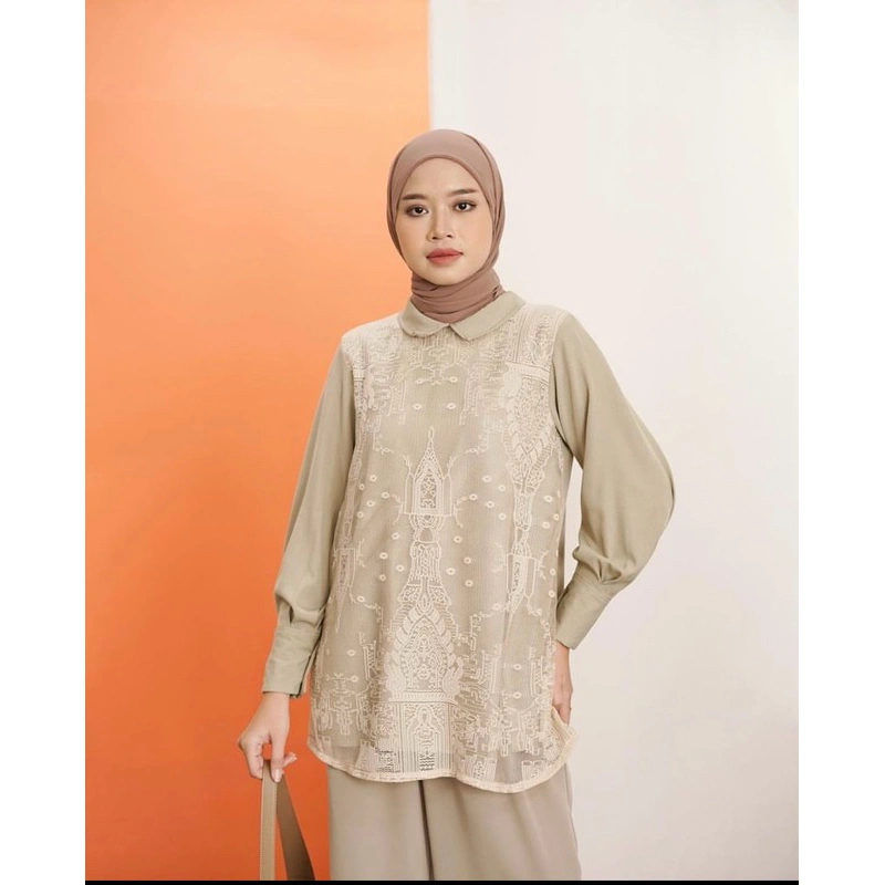 Clair Top | Kemeja Blouse Oversize Lace | Blouse Jumbo (READY)