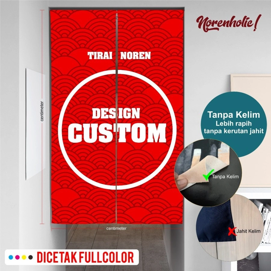Noren Tirai Jepang Premium Custom /Tanpa Kelim/Kanvas Jepang