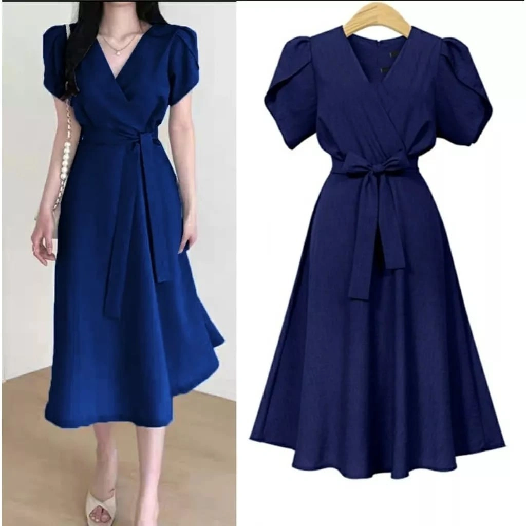 Mariska - Dress Midi Gaun Elegan Bahan scuba