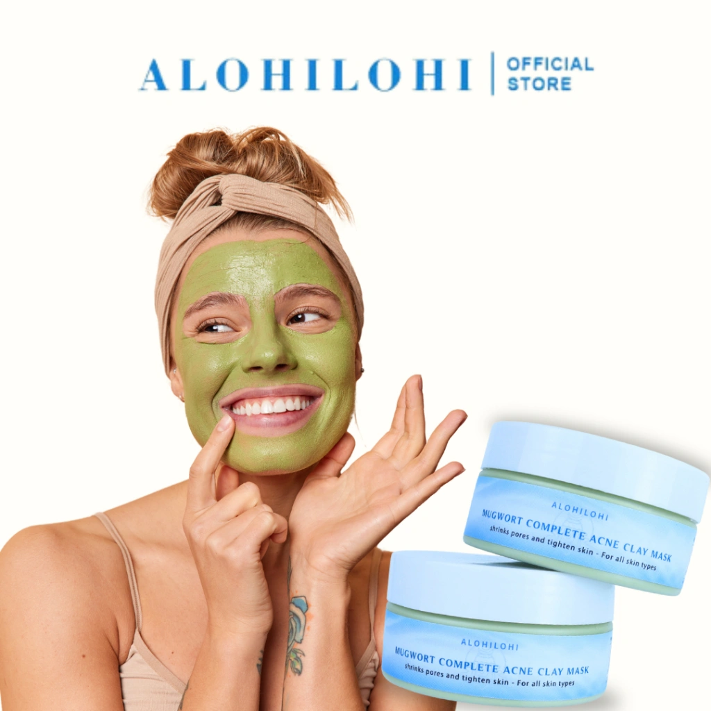 ALOHILOHI Mugwort Complete Acne Clay Mask Masker Jerawat BPOM 80gr