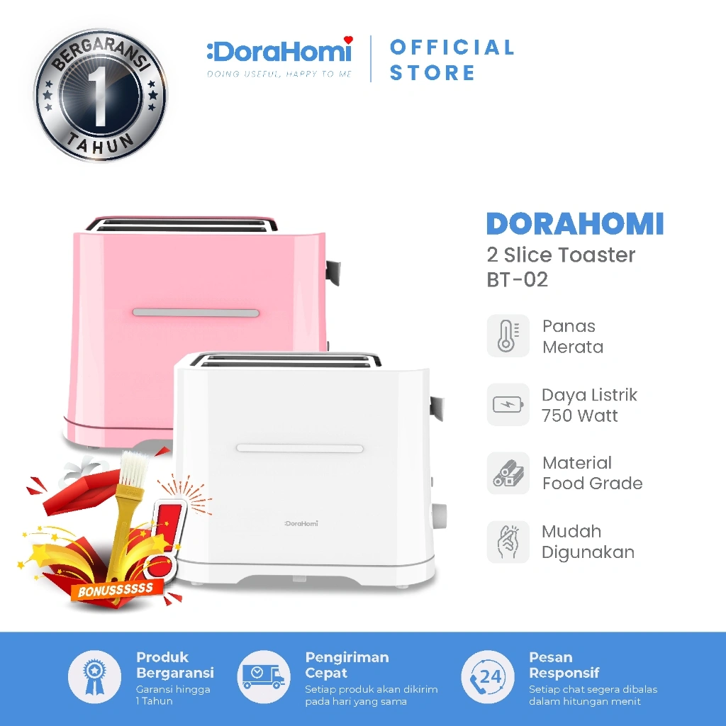 Dorahomi Toaster 2 Sisi Pemanggang roti sandwich electric toaster otomatis - Cepat matang