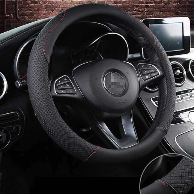 APEN Cover Setir Mobil Bahan Kulit Non Slip Steering Wheel 38cm Aksesoris Otomotif Barang Unik - V70
