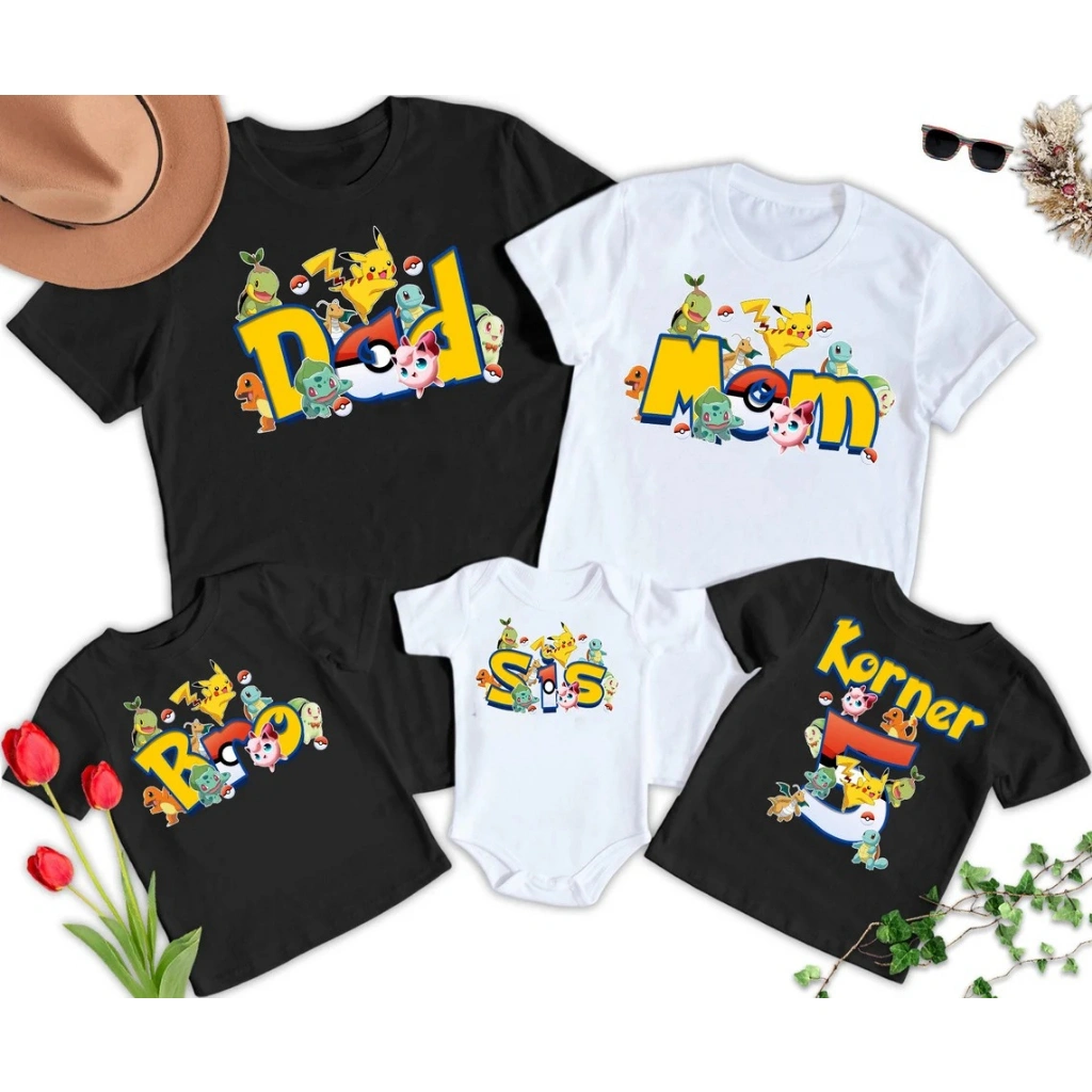 Herlin Collection_Kaos dan Jumper Couple Keluarga Poke*mon Pika*chu Family Member_Kaos anak dan dewasa