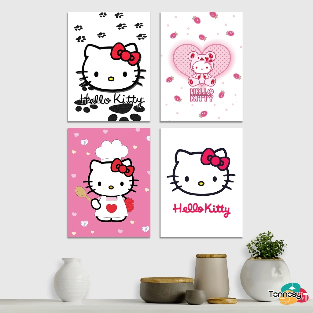 TENNESY Hiasan Dinding Pajangan Kayu Hello Kitty 15x20cm WallDecor Dekorasi Dinding Kamar Tidur Anak