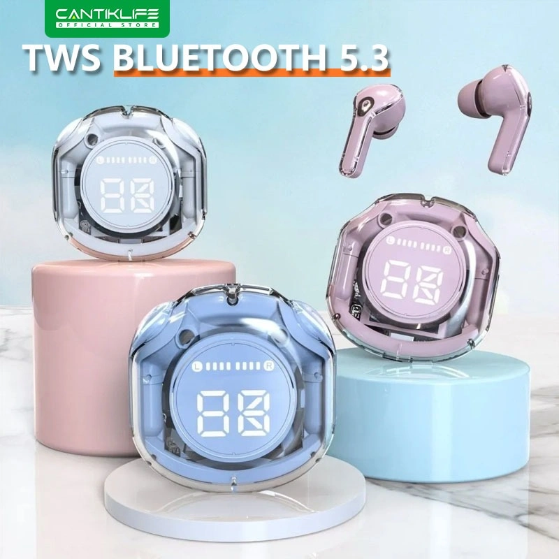 TWS HK16 Bluetooth Headset Intelligent Noise Cancelling Wireless Headset Transparent body Bluetooth 5.3 Super HIFI Bass Dual Microphone Touch Headset