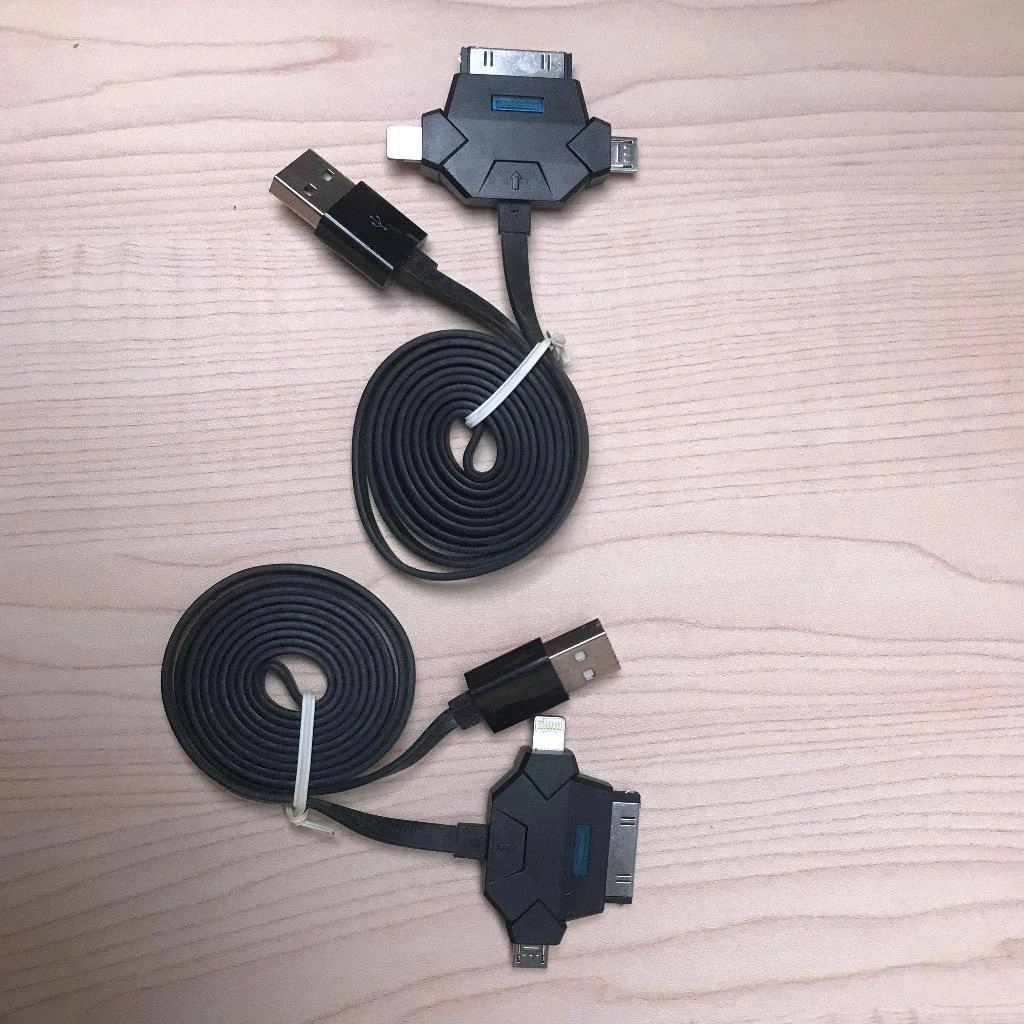 Kabel data 3 in 1 cumi charger handphone cable 3in1 micro usb lightning ip4 ip5 casan hp