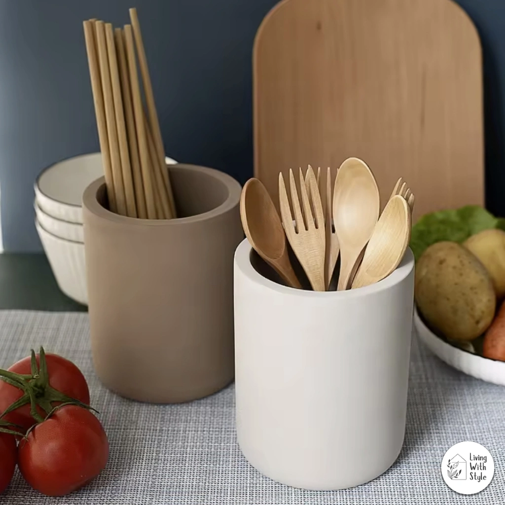 Living With Style - Minimalist Diatomite Stone Cutlery Holder Fast Drying / Tempat Sendok Garpu Cepat Kering Cantik Simple / Wadah Alat Masak High Absorbent