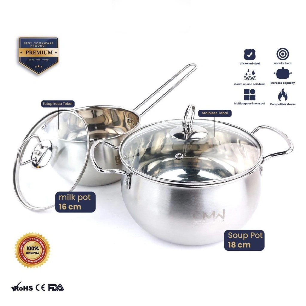 Panci Santaria Set BMW Kitchenware Panci Rebus Kualitas Premium Ukuran 16cm dan 18cm
