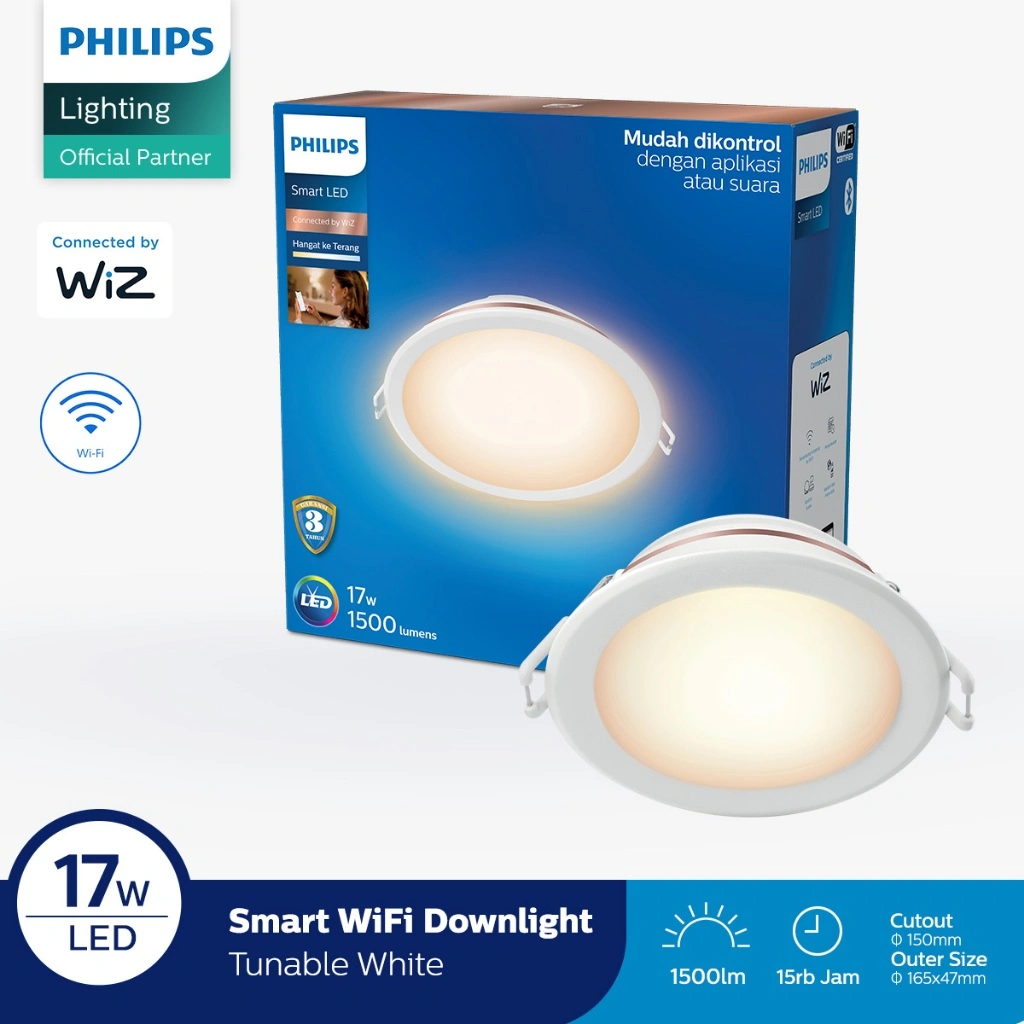 Philips Lampu Smart Wifi LED Downlight 17W - Tunable White (Putih)