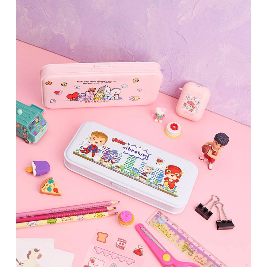 TEMPAT PENSIL CUSTOM GAMBAR DAN NAMA CETAK UV PRINTING BUKAN STIKER BIASA