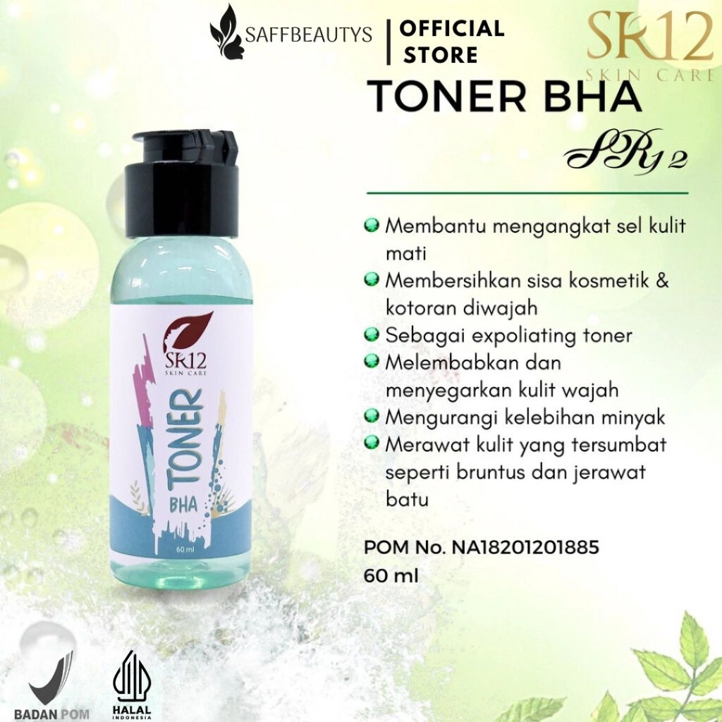Toner BHA SR12 Expoliating Toner Perawatan Wajah Kulit Berminyak Jerawat Batu dan Beruntus