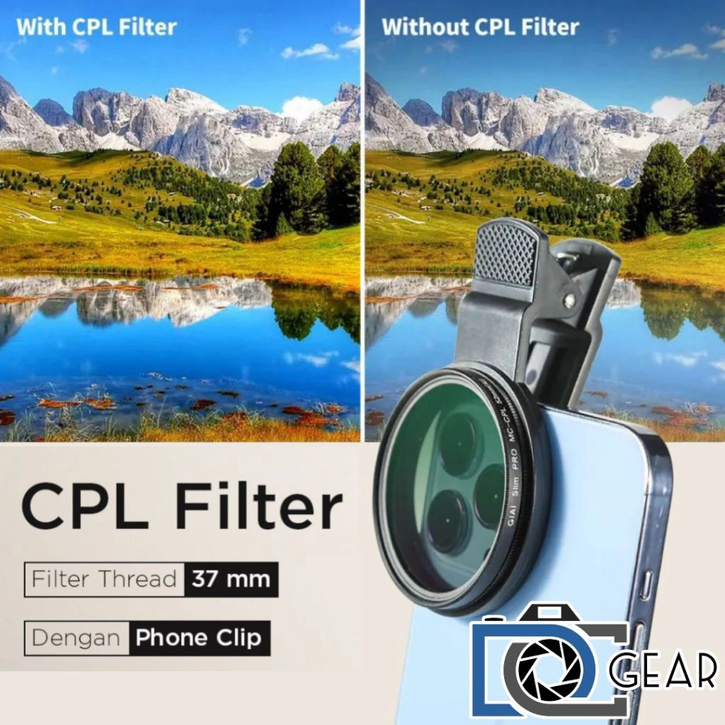 Filter CPL 37 mm dan Klip Lensa HP