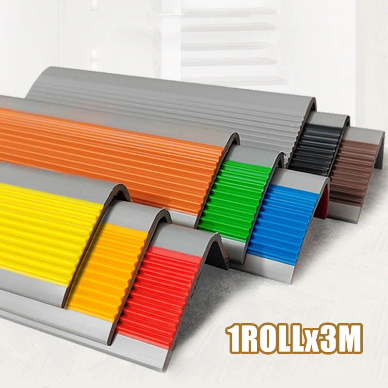1Roll/3Meter Lis Tangga Pengaman Anti Selip Karet PVC 50*20MM + Perekat 3M Step Nosing Corner Strip Protector