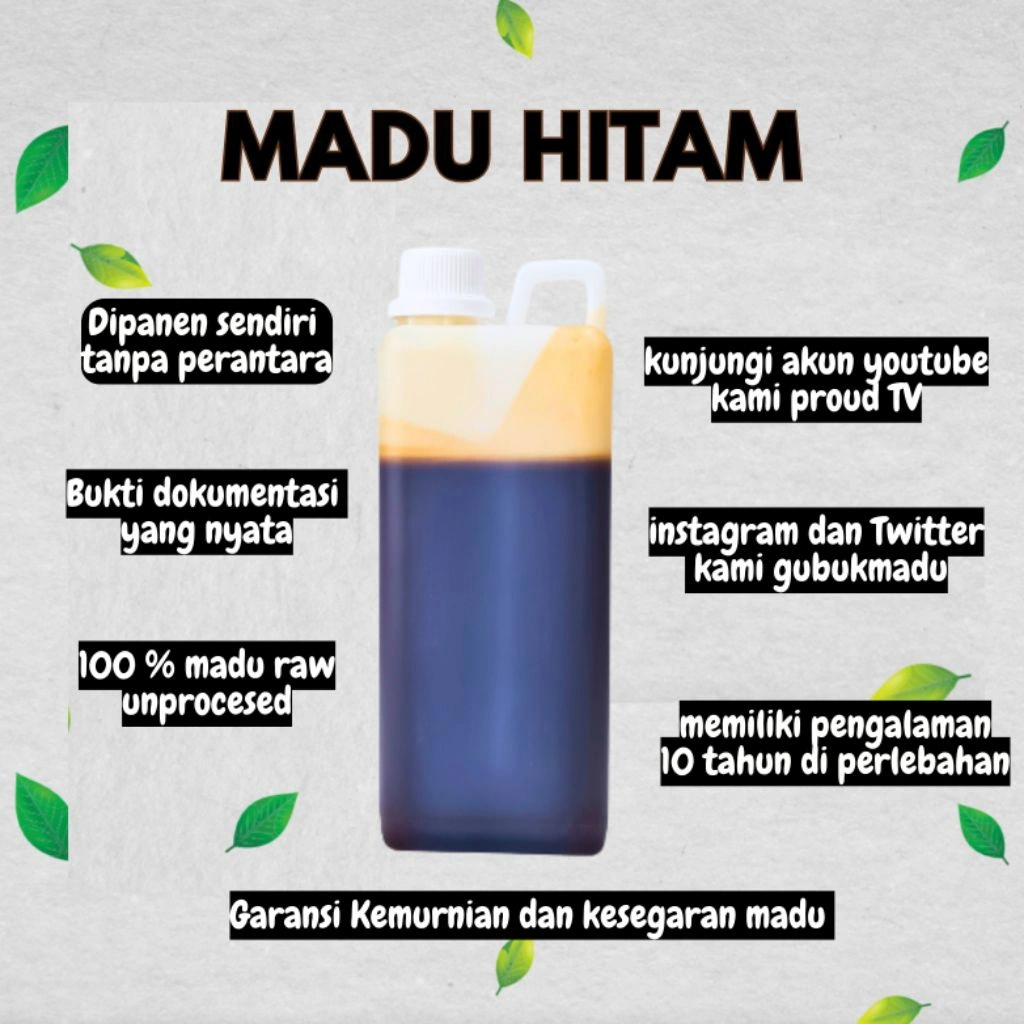 Madu Hitam Hutan Pedalaman 100 % Asli ( Tanpa Pakan tambahan , Oplosan dan Sintetis )