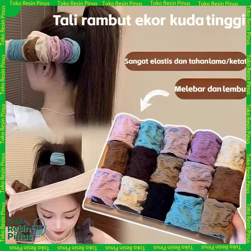 Ikat kepala karet tebal elastis tinggi untuk wanita, ikat kepala lebar, kuncir kuda, cincin rambut tahan lama, hiasan kepala, tali rambut