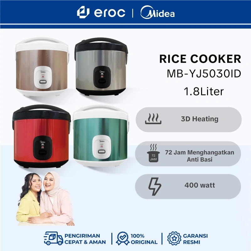 MIDEA Rice Cooker / Magic Com 1,8 Liter Anti Basi Anti Gores Panas Merata MB-YJ5030ID