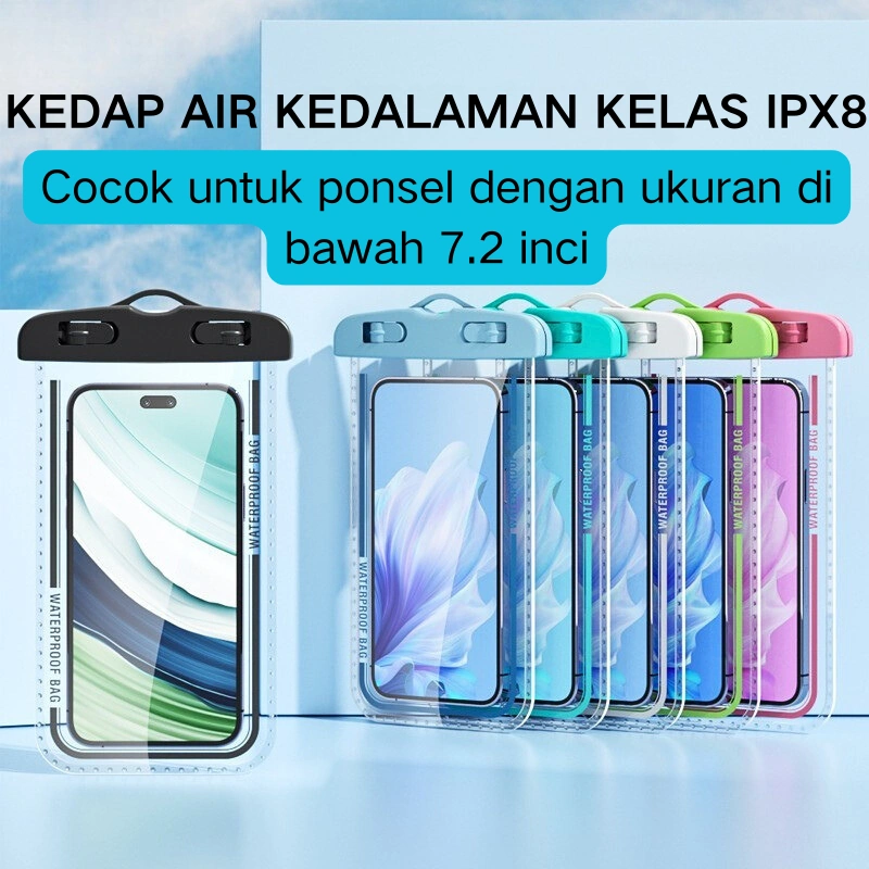 Waterproof Phone Bag Anti Air / Pouch Sarung HP Smartphone Dengan strip bercahaya