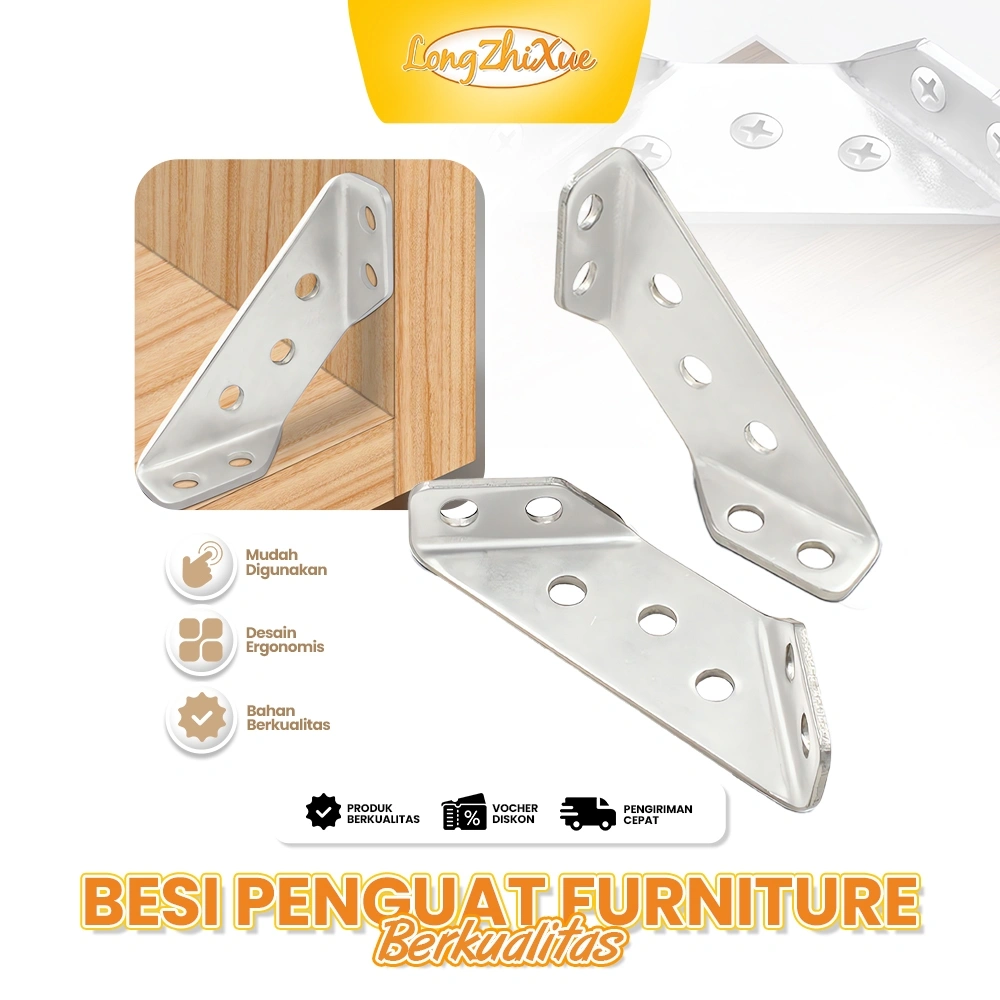Bracket sudut, penguat furnitur, aksesori kayu, penguat rak buku Baja tahan karat 304 yang menebal
