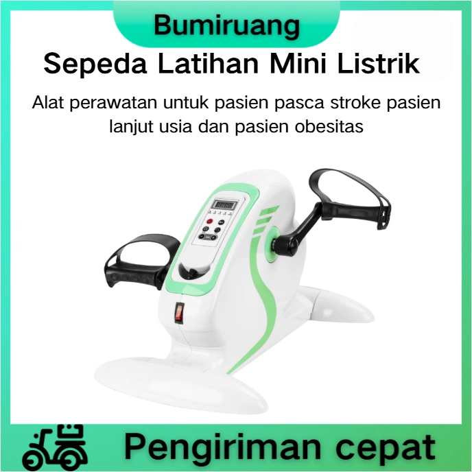 BumiRuang Sepeda Latihan Listrik Mini/Sepeda Terapi Statis Peralatan Kebugaran/Mesin Elliptical Latihan Rehabilitasi Listrik untuk Lansia