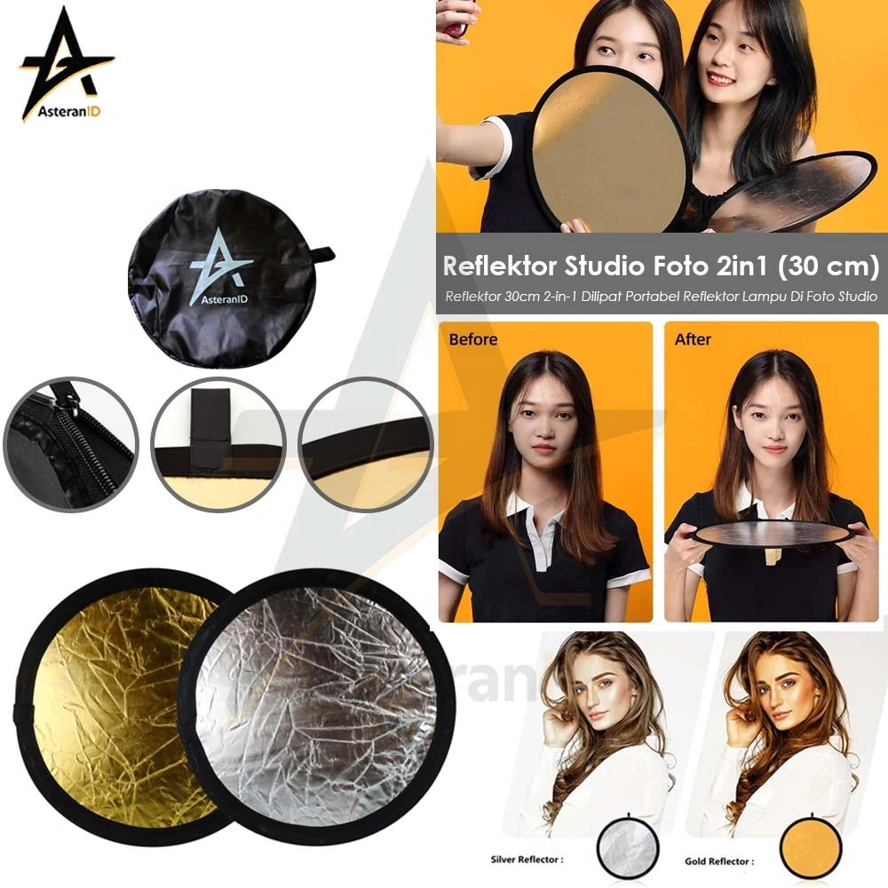 Asteran Reflektor Studio Foto 2in1 Diameter 30cm