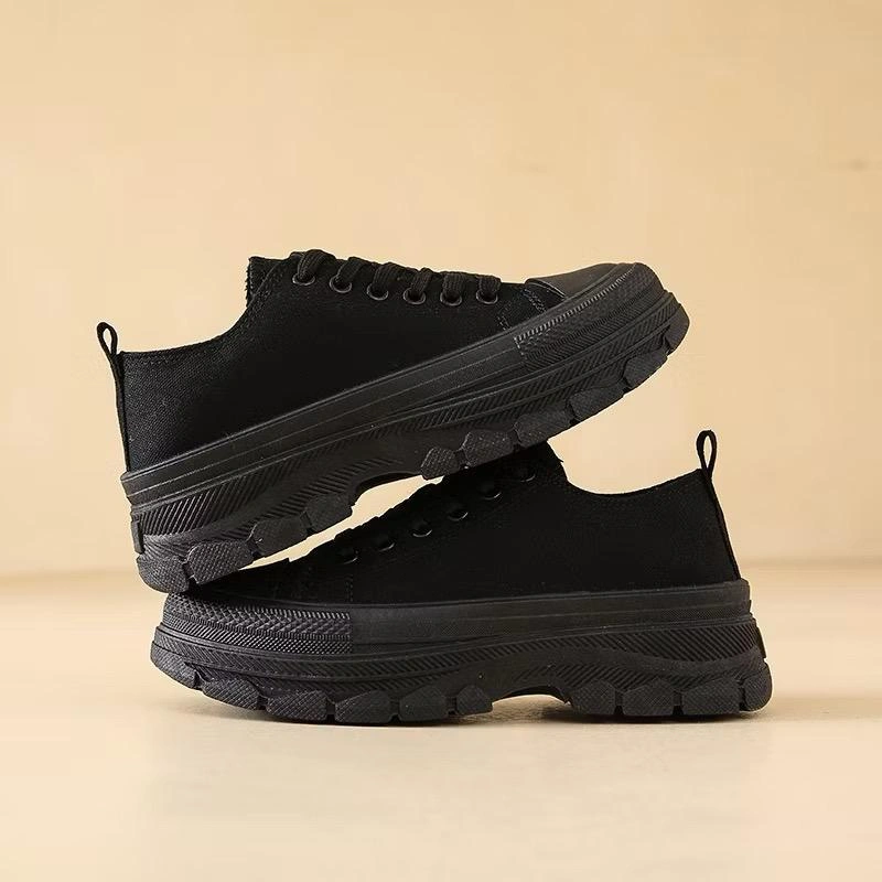 COD Shoes Sepatu Kanvas Wanita Korean Fashion Sepatu Sekolah Wanita Full Hitam