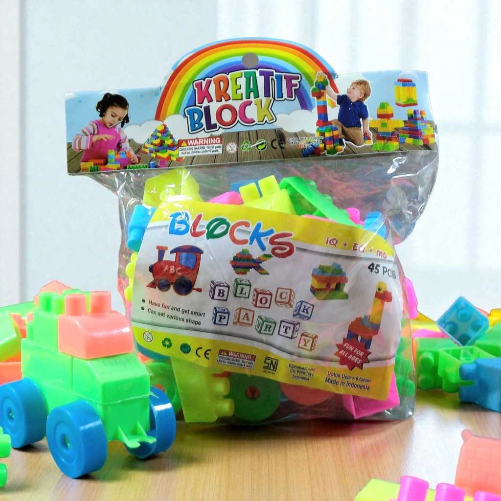 Building Blocks isi 45  - Mainan Edukasi Anak Balok Susun Kreatif - SFO Semarang Official