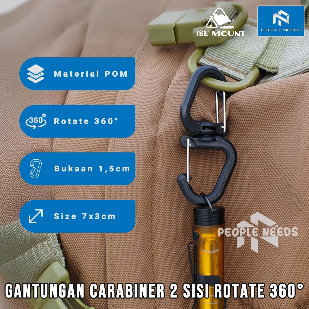 Gantungan Carabiner 2 sisi 360 Rotate Key Chain Size Large 7 cm x 3 Cm