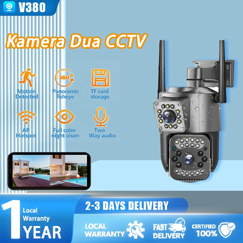 CCTV V380 Pro Dual Lens 8MP WIFI 4G SIM Card Waterproof Night Vision Alarm Outdoor PTZ Wireless Smart IP CCTV Kamera
