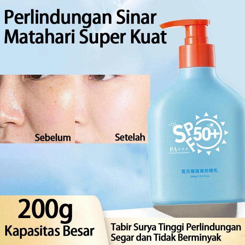 Krim Tabir Surya Penghalang 200ml  Melindungi sinar ultraviolet Tahan air keringat Segar Melembapkan