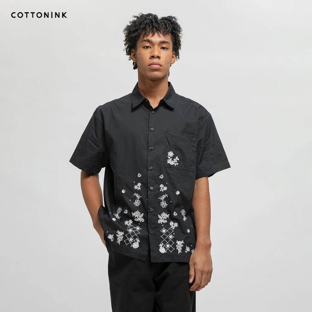 COTTONINK - Atasan Kemeja Pria Prana Hitam #ArchipelagoCollection2025