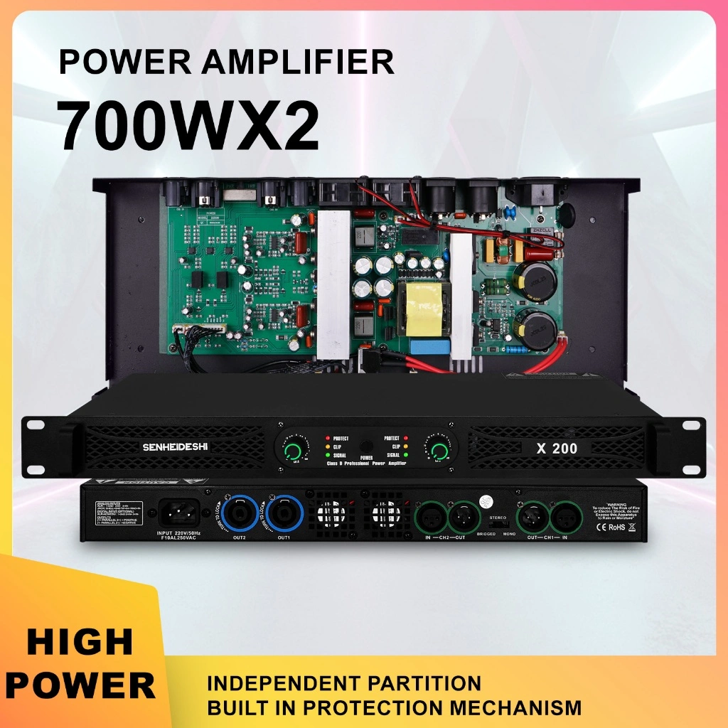 SENHEIDESHI power amplifier stereo X200 700Wx2 /X200-4 700Wx4 ampli D class XLR output interface Stereo mode/parallel mode