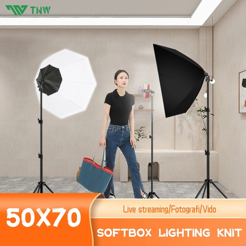 TNW Softbox Lighting Lampu Softbox Lighting Studio Lampu Studio Fotografi Lampu Foto150w untuk Live Streaming/Studio/Foto/Video
