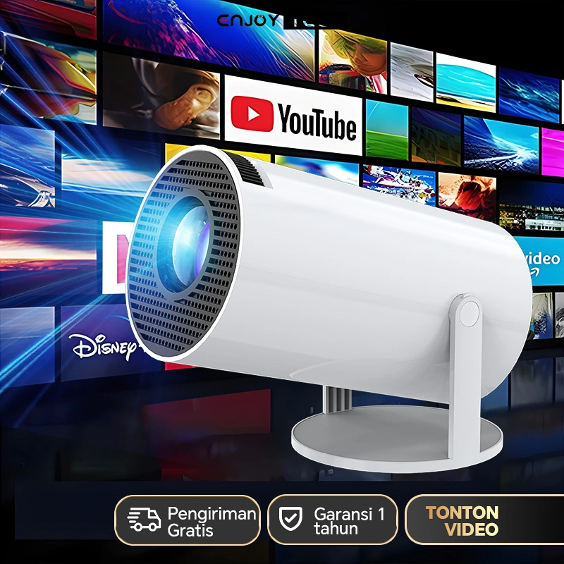 Smart Proyektor LCD Android13- 1080P - Pro Proyektor 4K Kamar Tidur Rumah Proyektor 5G Kotak Android Kotak Android Teater Rumah TV Kecil Lcd smart proyektor hy300 Projector smart proyektor proyektor murah