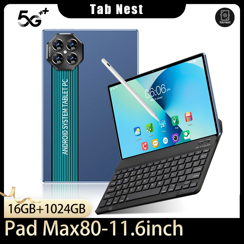 Tablet Android Pad Max80 (16GB+1024GB) 11.6inch 12000Mah 5G Dual SIM Wifi Layar Lebar untuk Belajar & Hiburan