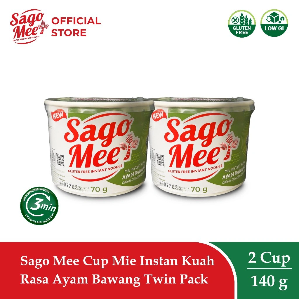 Sago Mee Gluten Free Mie Instan Cup Kuah Rasa Ayam Bawang 70g Twin Pack