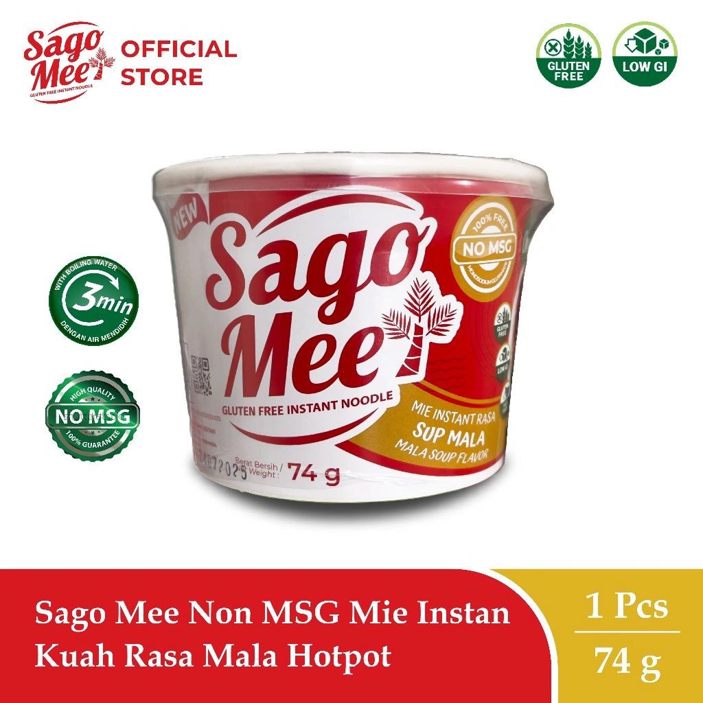Sago Mee Gluten Free Mie Instan No MSG Cup Kuah Rasa Mala Soup 74g