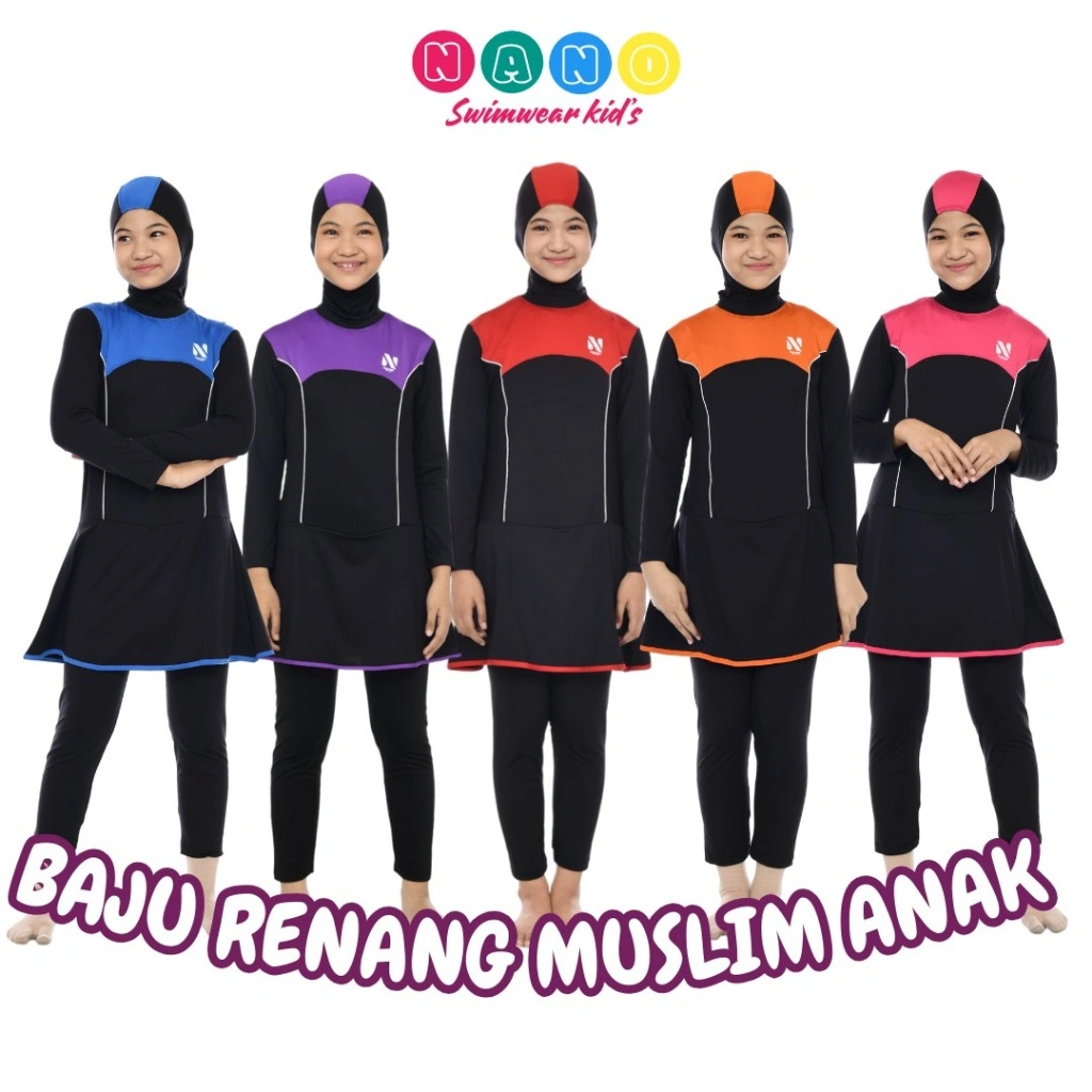 NANO SPORTSWEAR BAJU RENANG MUSLIM ANAK PEREMPUAN / BAJU RENANG ANAK SD USIA 7-10 TAHUN