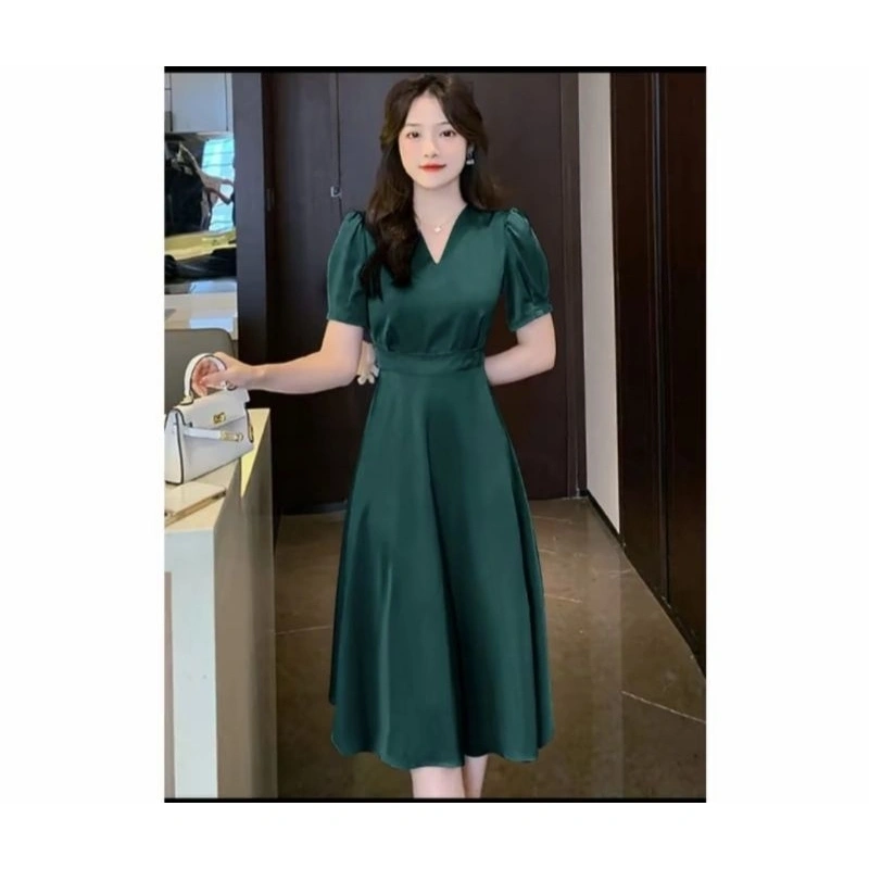 dewi dress casual flare midi wanita stretch premium