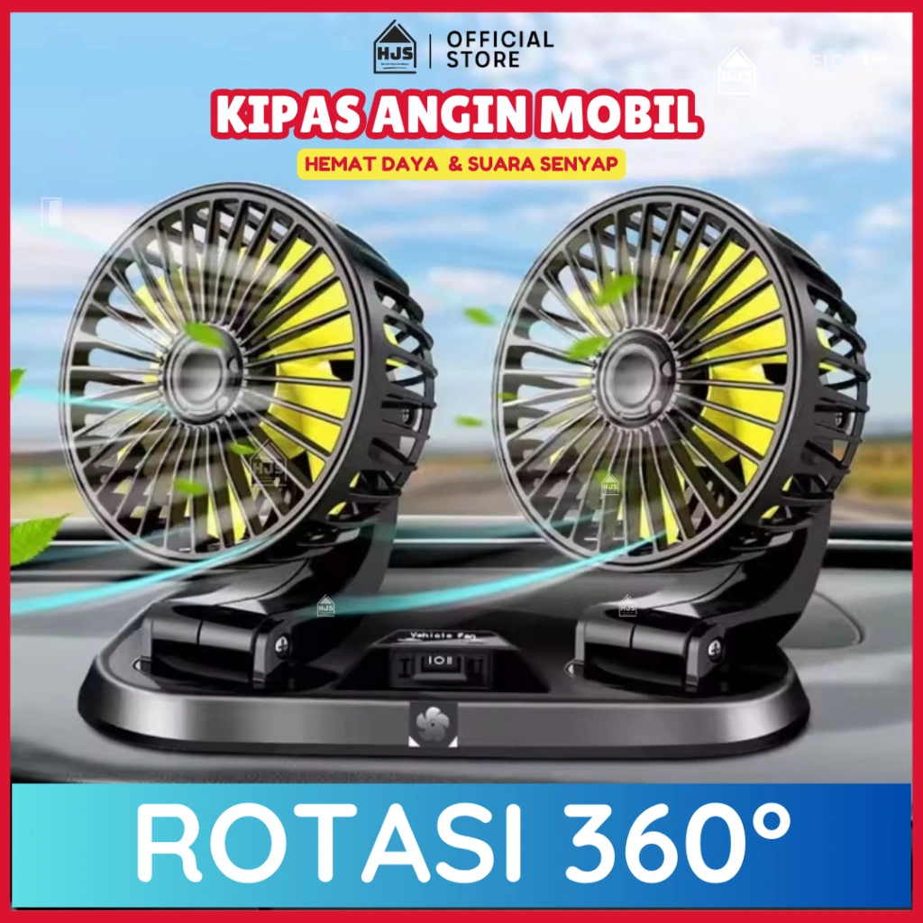 Kipas Angin Mobil Car Fan 12 Volt - 24V/ Kipas Dasbor 2 kepala dingin ac truk dapat disesuaikan 360°
