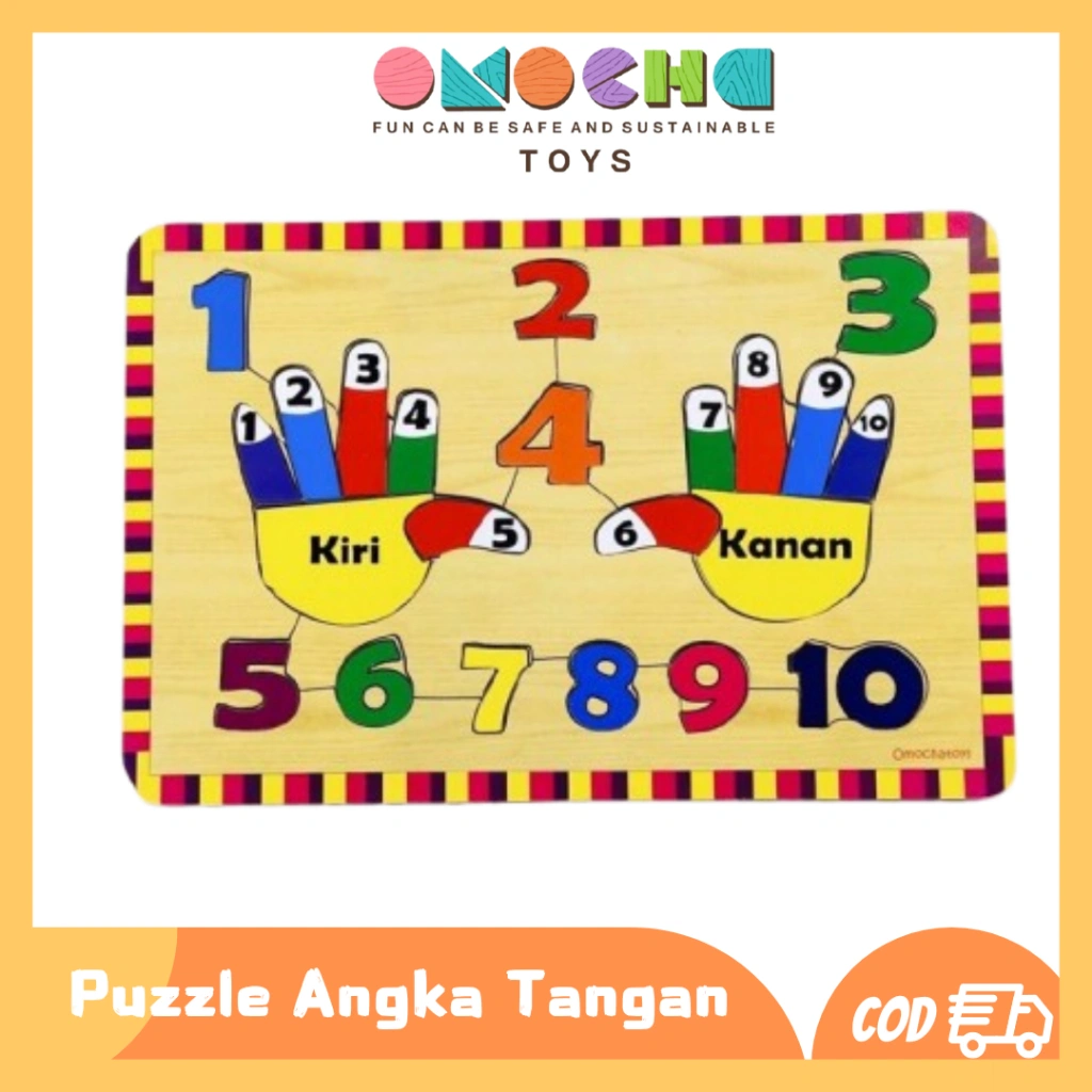 Omocha Toys - Puzzle Angka Tangan Mainan Edukasi Anak Puzzle Omocha Puzzle Anak Puzzle Kayu