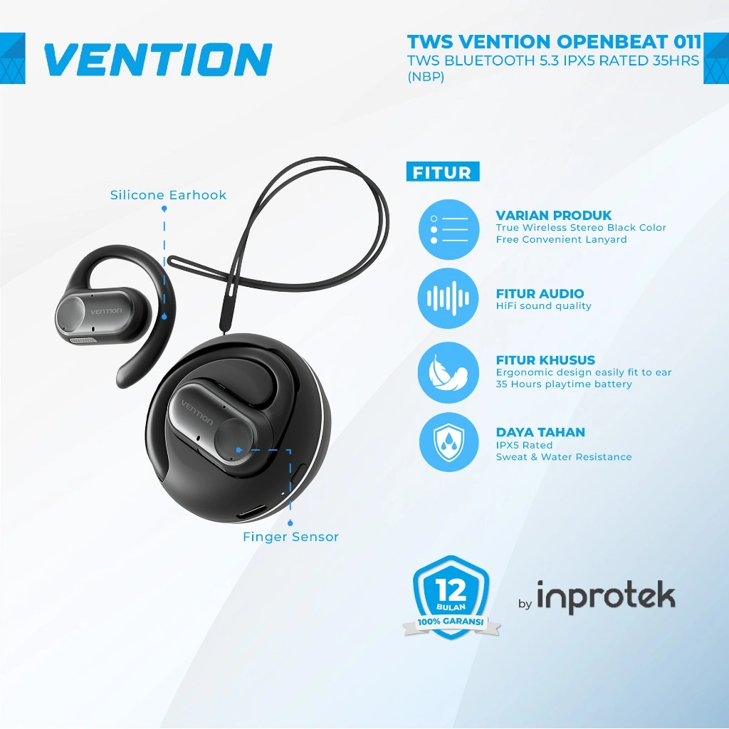 Vention TWS Headset Mini Portable In Ear Headphones for Sport Activities