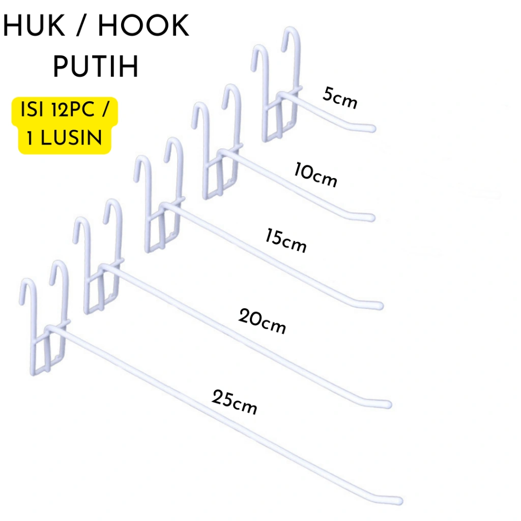 Cantolan Ram Kawat besi Putih 5-25cm Isi 12pcs - Gantungan Aksesoris Hook Ram