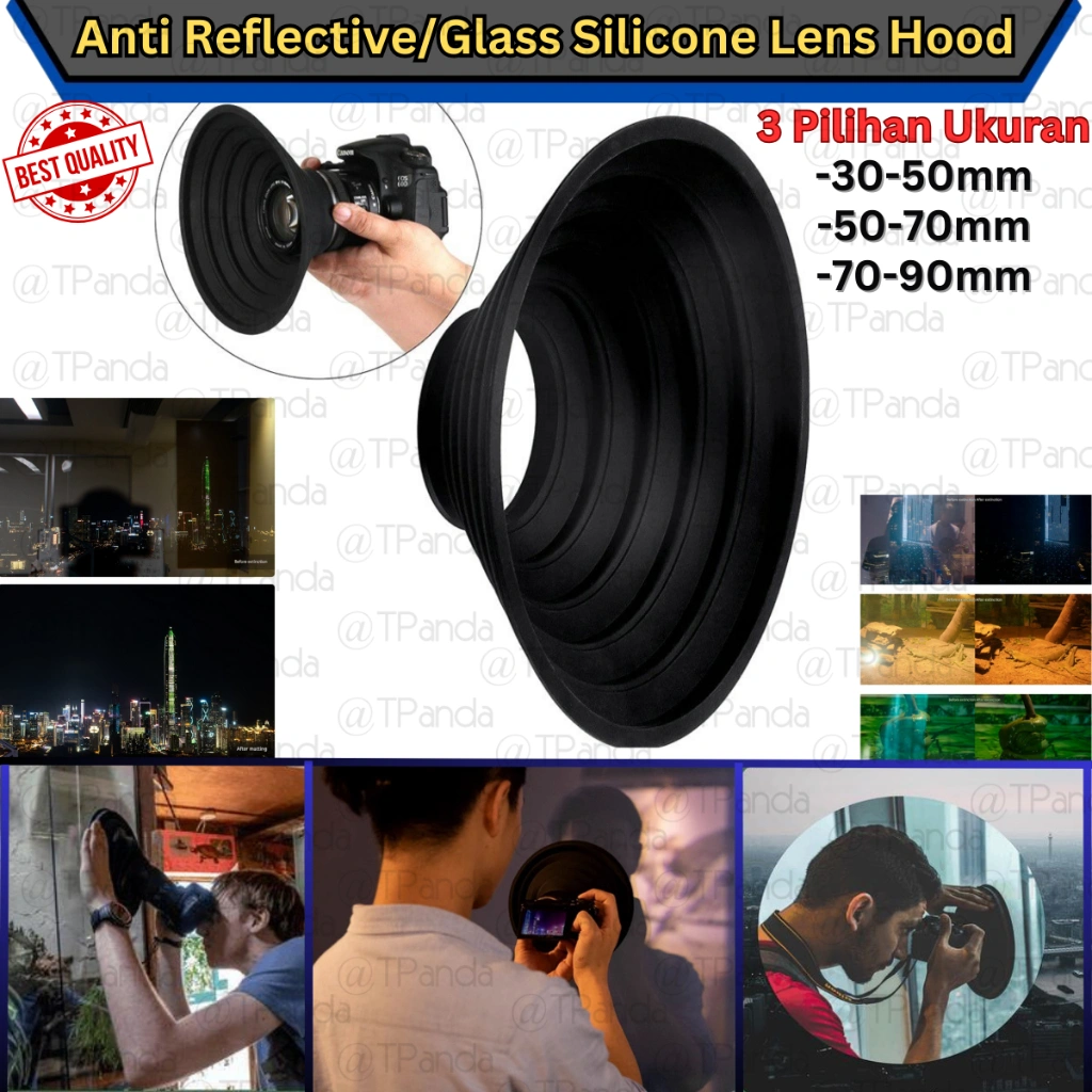 ANTI Reflective Glass Silicone Lens Hood Camera, Silikon Tutup Cover Lensa Kamera Anti Pantulan Kaca