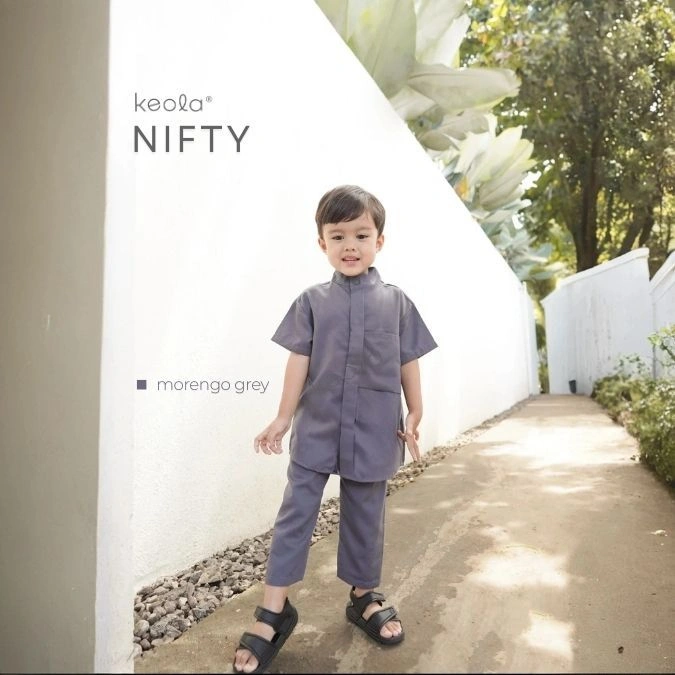 KEOLA - Setelan Koko Nifty | Baju Koko setelan Anak Ramadhan (Setelan Muslim Koko Set Anak) Usia 1 - 11 Tahun