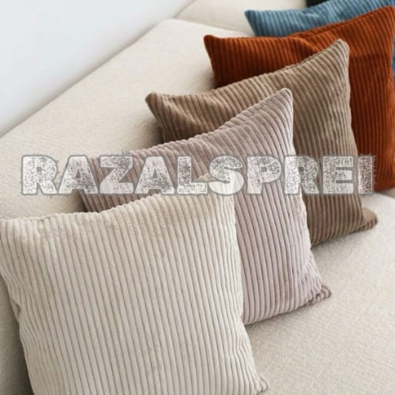Razal - Sarung Bantal Sofa Corduray 35x35 40x40 45x45 50x50 60x60 Stripe Warna Polos