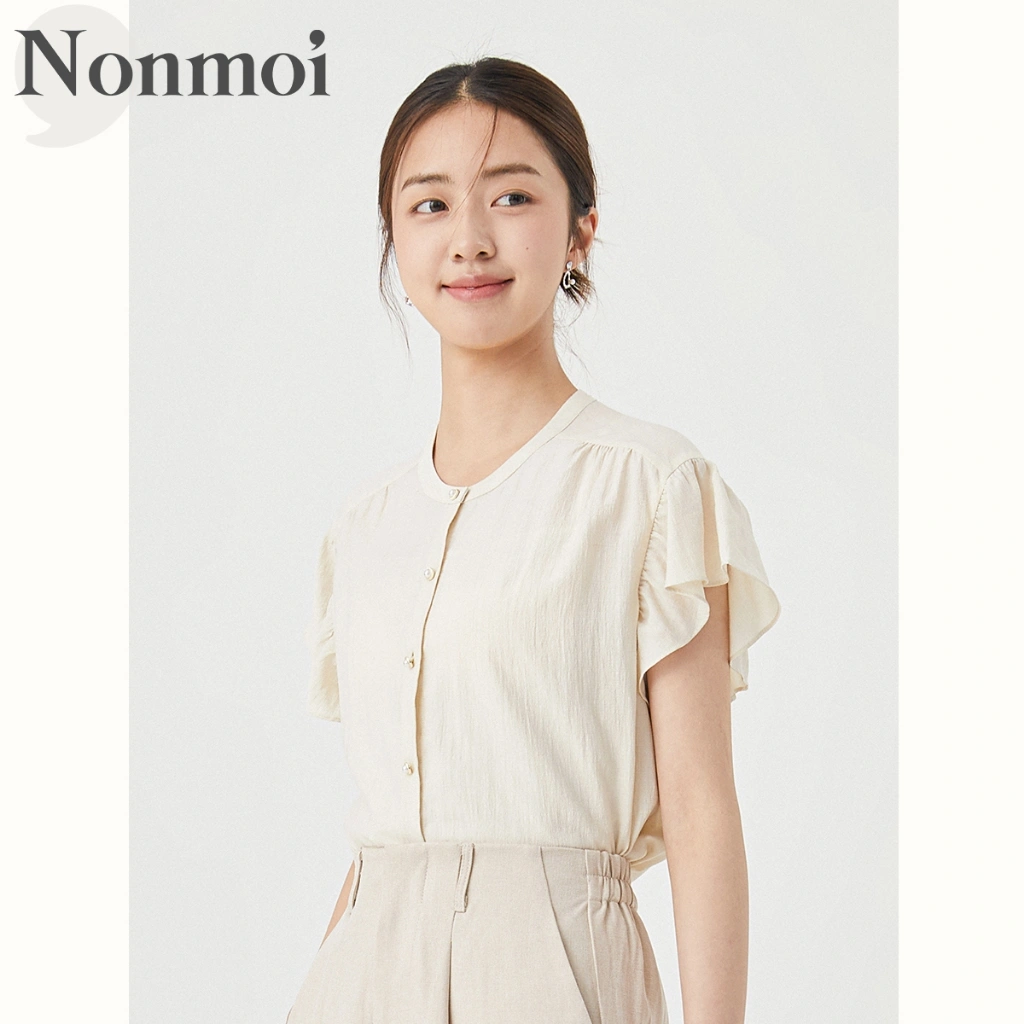 Nonmoi - Carmen Top Atasan Wanita Linen Lengan Pendek Bahan Rayon